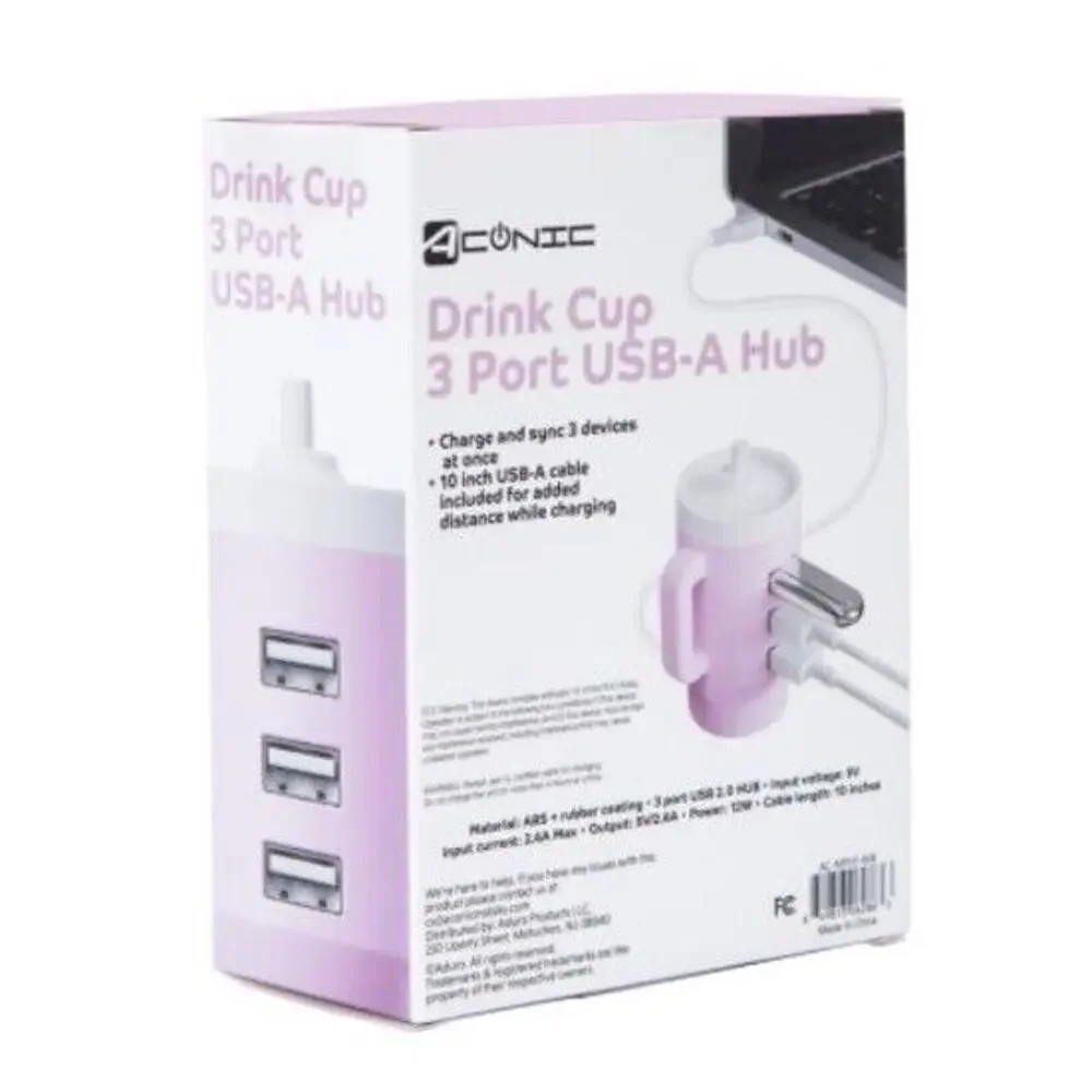 🔥Drink Cup Shaped 3 Port USB-A Hub Tumbler Style BNWT🔥
